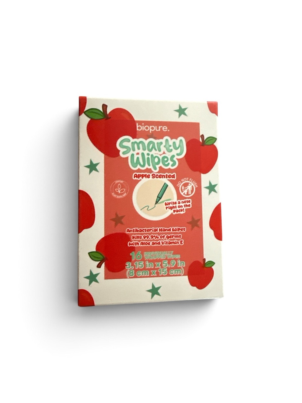 16 count Smarty Wipes Apple Scented Antibacterial Hand Wipes - Red